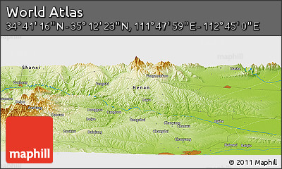 Physical Panoramic Map of the Area around 34° 56' 49" N, 112° 16' 30" E