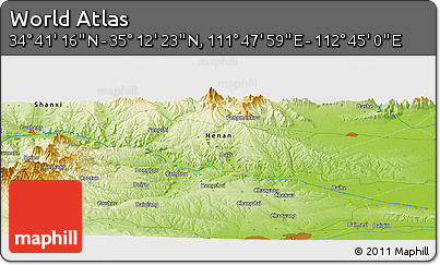 Physical Panoramic Map of the Area around 34° 56' 49" N, 112° 16' 30" E