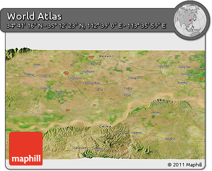 Satellite 3D Map of the Area around 34° 56' 49" N, 113° 7' 30" E