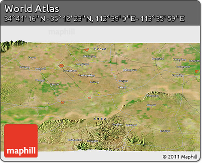 Satellite 3D Map of the Area around 34° 56' 49" N, 113° 7' 30" E