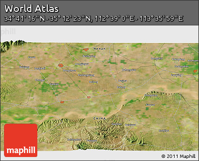 Satellite 3D Map of the Area around 34° 56' 49" N, 113° 7' 30" E