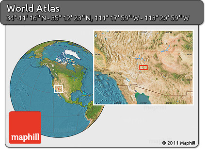 Satellite Location Map of the Area around 34° 56' 49" N, 113° 49' 29" W