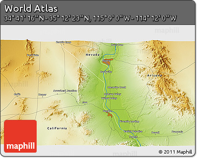 Physical 3D Map of the Area around 34° 56' 49" N, 114° 40' 30" W