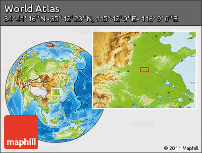 Physical Location Map of the Area around 34° 56' 49" N, 115° 40' 30" E