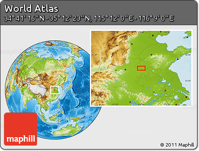 Physical Location Map of the Area around 34° 56' 49" N, 115° 40' 30" E
