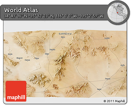 Satellite 3D Map of the Area around 34° 56' 49" N, 115° 31' 30" W