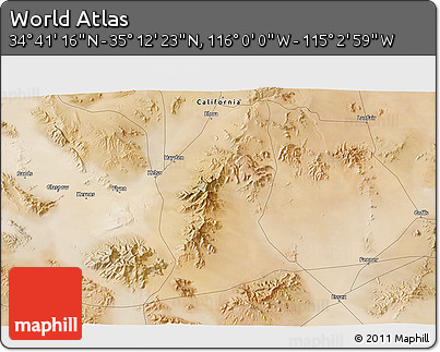 Satellite 3D Map of the Area around 34° 56' 49" N, 115° 31' 30" W