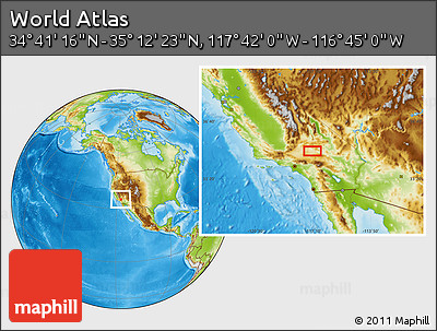 Physical Location Map of the Area around 34° 56' 49" N, 117° 13' 29" W