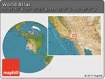 Satellite Location Map of the Area around 34° 56' 49" N, 117° 13' 29" W