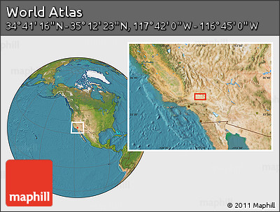 Satellite Location Map of the Area around 34° 56' 49" N, 117° 13' 29" W