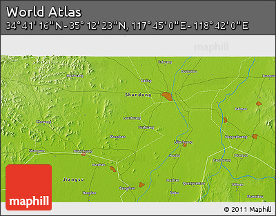 Physical 3D Map of the Area around 34° 56' 49" N, 118° 13' 29" E