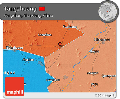 Political 3D Map of Tangzhuang