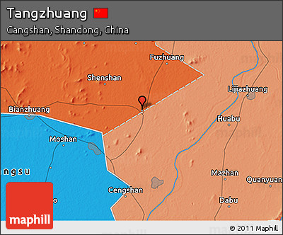Political 3D Map of Tangzhuang