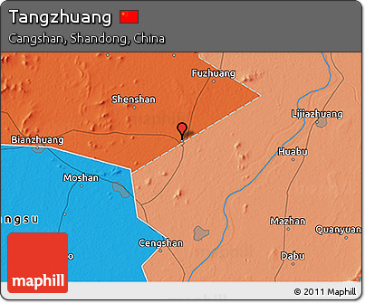 Political 3D Map of Tangzhuang