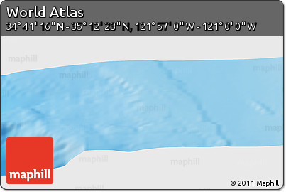 Physical Panoramic Map of the Area around 34° 56' 49" N, 121° 28' 29" W