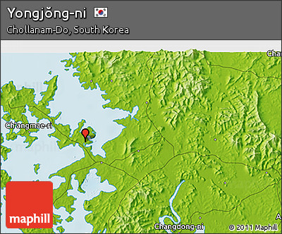 Physical 3D Map of Yongjŏng-ni