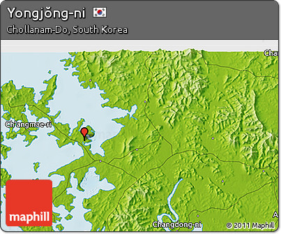 Physical 3D Map of Yongjŏng-ni
