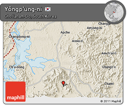 Shaded Relief 3D Map of Yŏngp'ung-ni