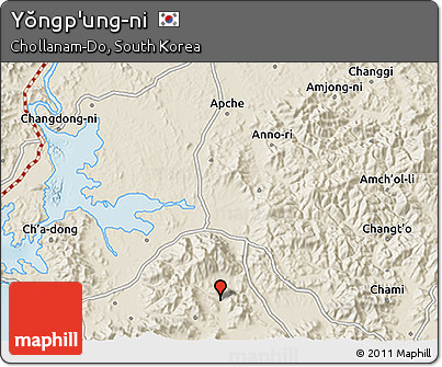 Shaded Relief 3D Map of Yŏngp'ung-ni
