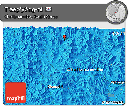 Political 3D Map of T'aep'yŏng-ni