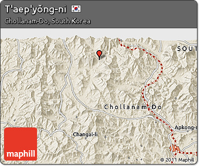 Shaded Relief 3D Map of T'aep'yŏng-ni