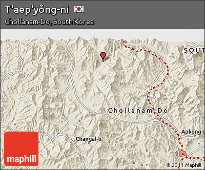 Shaded Relief 3D Map of T'aep'yŏng-ni