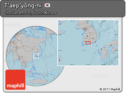 Gray Location Map of T'aep'yŏng-ni, hill shading