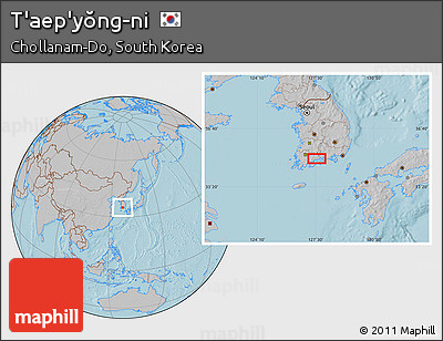 Gray Location Map of T'aep'yŏng-ni, hill shading
