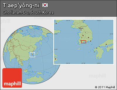 Savanna Style Location Map of T'aep'yŏng-ni