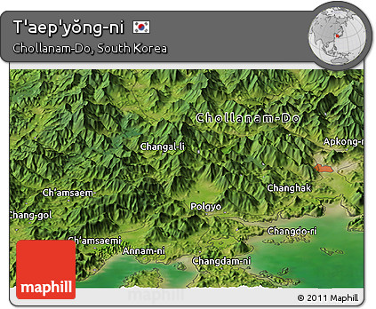 Satellite Panoramic Map of T'aep'yŏng-ni