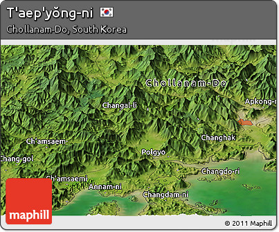 Satellite Panoramic Map of T'aep'yŏng-ni