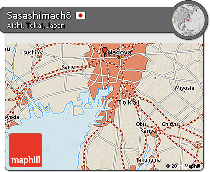 Shaded Relief 3D Map of Sasashimachō