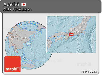 Gray Location Map of Aoichō, hill shading