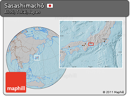 Gray Location Map of Sasashimachō, hill shading