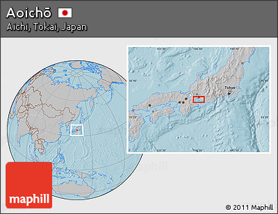 Gray Location Map of Aoichō, hill shading