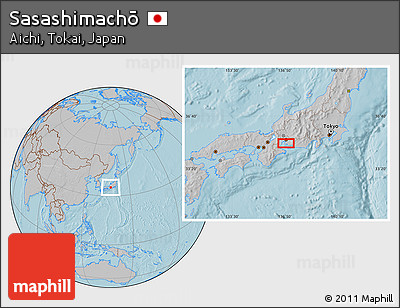 Gray Location Map of Sasashimachō, hill shading