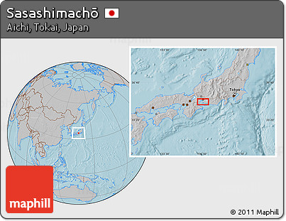 Gray Location Map of Sasashimachō, hill shading