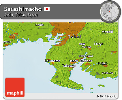 Physical Panoramic Map of Sasashimachō