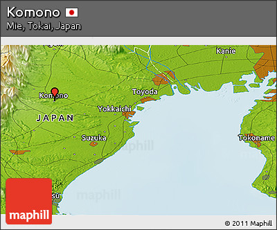 Physical Panoramic Map of Komono
