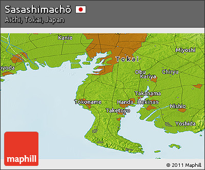 Physical Panoramic Map of Sasashimachō