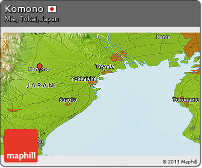 Physical Panoramic Map of Komono