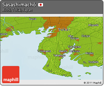 Physical Panoramic Map of Sasashimachō