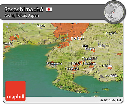 Satellite Panoramic Map of Sasashimachō