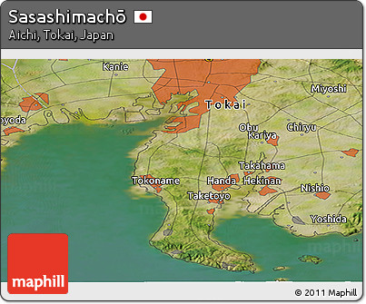 Satellite Panoramic Map of Sasashimachō