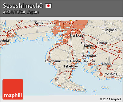 Shaded Relief Panoramic Map of Sasashimachō