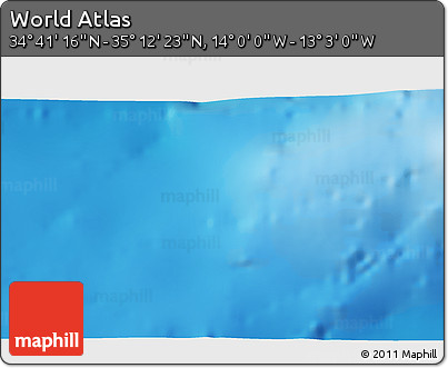 Shaded Relief 3D Map of the Area around 34° 56' 49" N, 13° 31' 30" W