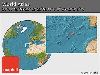 Satellite Location Map of the Area around 34° 56' 49" N, 13° 31' 30" W