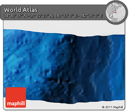 Physical 3D Map of the Area around 34° 56' 49" N, 142° 1' 30" E