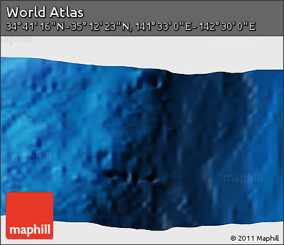 Physical 3D Map of the Area around 34° 56' 49" N, 142° 1' 30" E