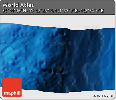 Physical 3D Map of the Area around 34° 56' 49" N, 142° 1' 30" E